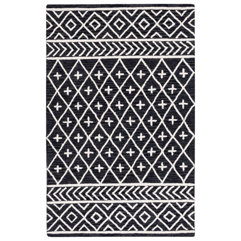 Tapis noir / ivoire Metro 460, Rectangle 4 pi x 6 pi