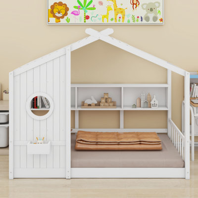 Floor House Bed  With Storage Shelf
