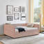 Grand lit de jour avec canapé-lit capitonné à deux tiroirs, tissu Boucle (88 po x 65,5 po x 29,5 po)-1437514506