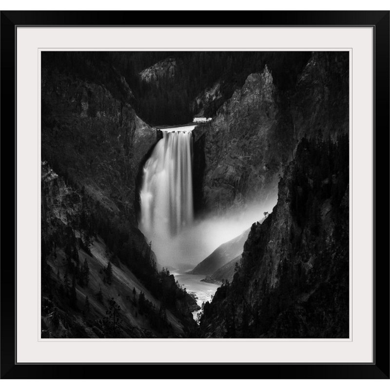 «Straub Falling Rivers» par Yvette Depaepe - impression d'art graphique, Cadre noir, H 27 po x l 28 po x P 1 po
