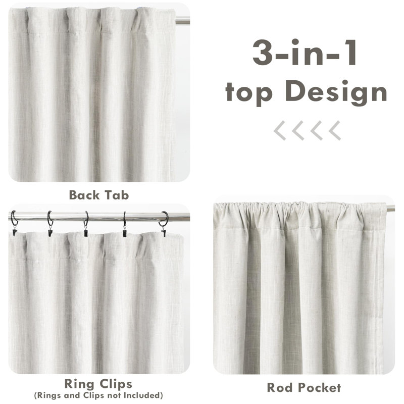 Rideaux occultants 100% naturels Goffredo pour chambre à coucher Double couche Drape Farmhouse, Ivoire ivoire
