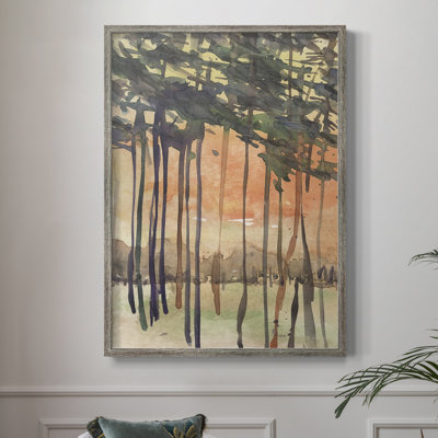 Entre les arbres II, reproduction encadrée - bois massif