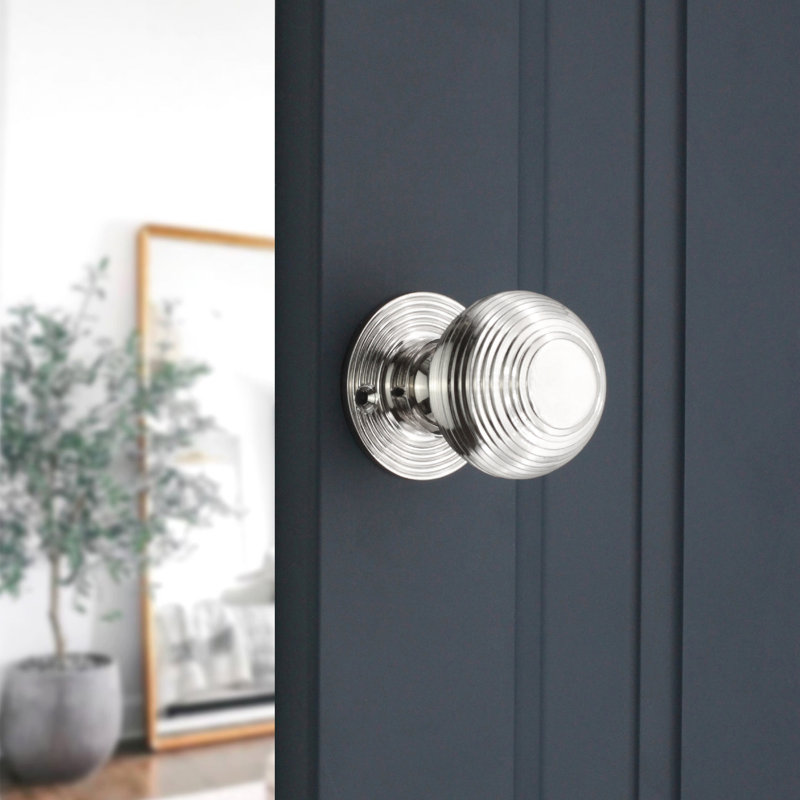 Beehive 50mm Rim/Mortice Door Knob, Polished Nickel
