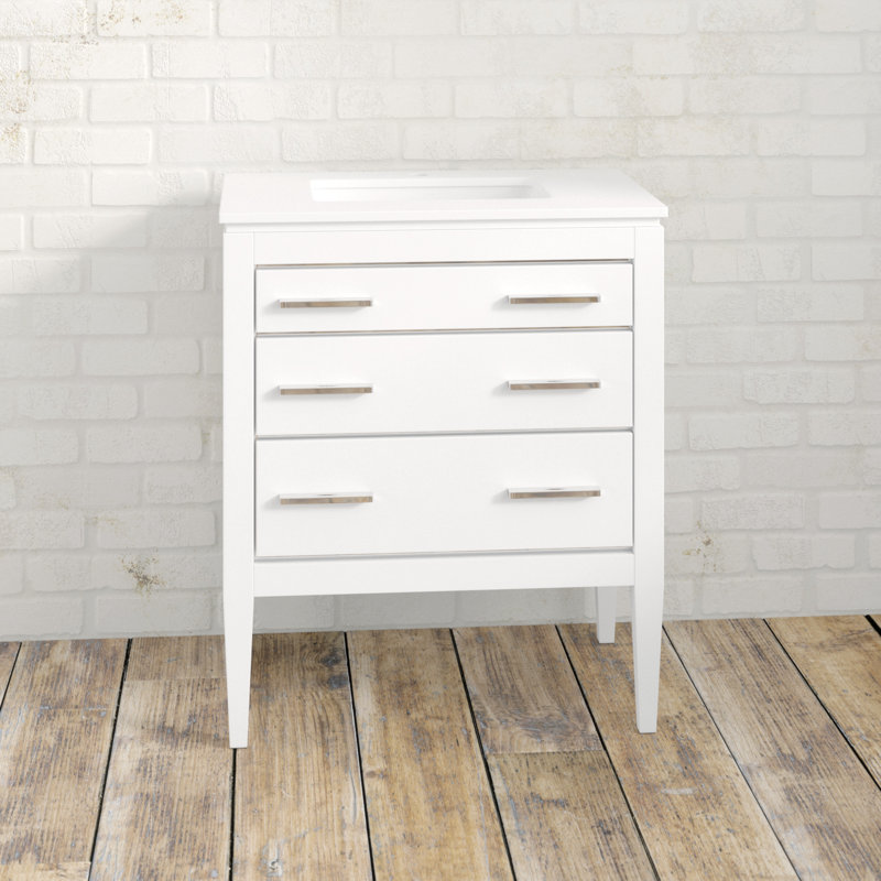 Merary 29.125'' Single Bathroom Vanity with Quartz/Ceramic Undercount Sink Top