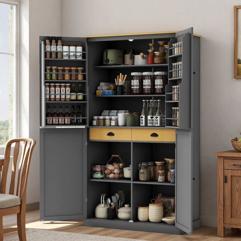 Garde-manger avec tablettes Heins French Doors, Gris
