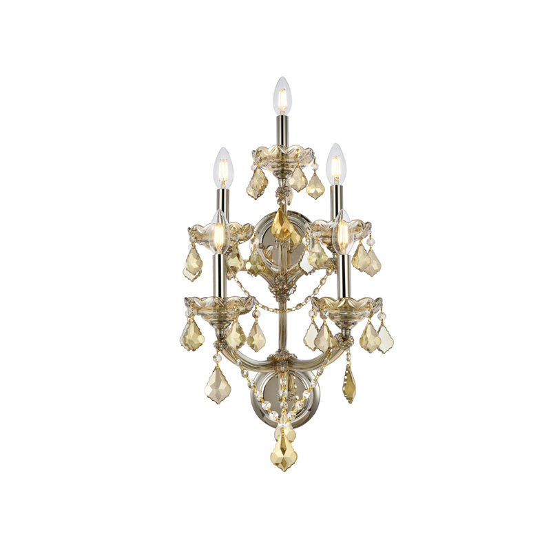 Cristal taillé royal transparent Maria Theresa Mishayla, H 29,5 po x l 12 po x P 12 po, Teck doré, 5
