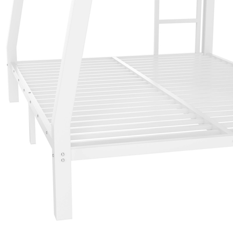 Lit superposé double en métal avec échelle latérale pour la chambre à coucher, Blanc