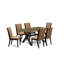 Table de salle à manger en bois massif avec chaises et dossier en treillis-149383160-149383157
