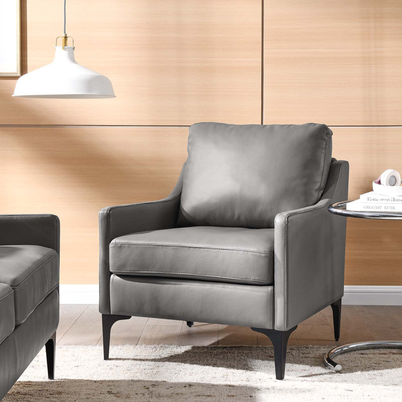 Fauteuil en cuir Corland, Similicuir gris