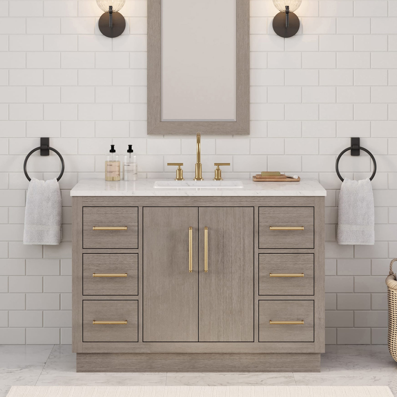Kamila 48'' Single Bathroom Vanity, Satin Gold