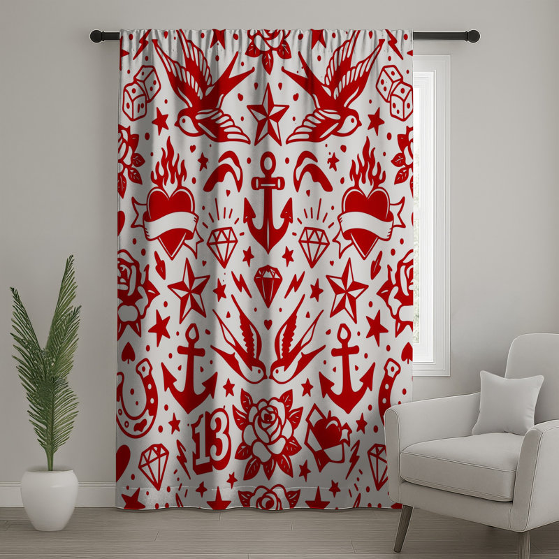 Rideaux de fenêtre, voilages et voilages à motif nautique - 1 panneau, 50" x 80" - 1 Panel, Transparent