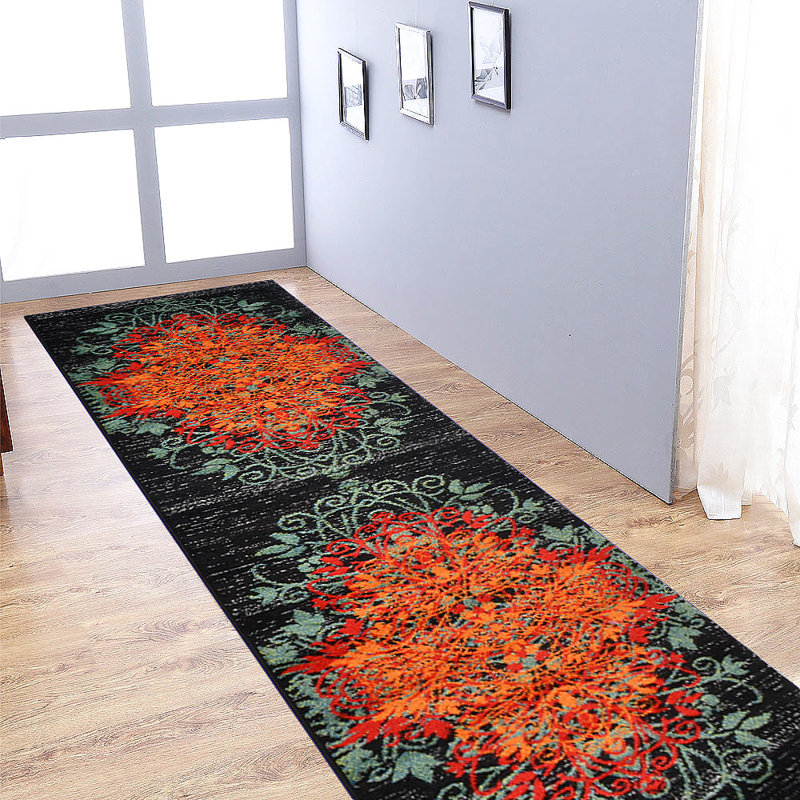 Machine Made Heatset Polyproplyene Area Rugs - Runner, Multicolor, Floral Modern Design, Low Pile Machine Made Area Rugs for Living Room, Bed Room