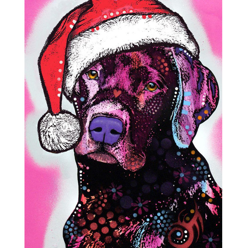 Art sur toile tendue de la collection Astoria Grand Dean Russo, Black Lab Christmas