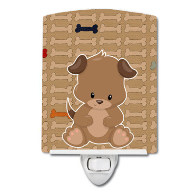Puppy on Bones Ceramic Night Light