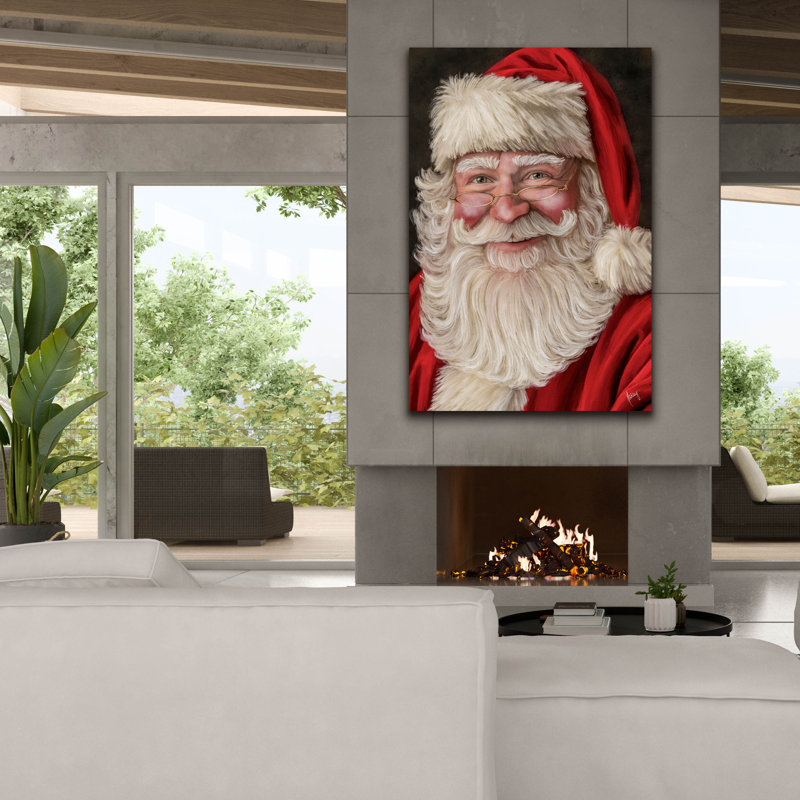 «Happy Santa» par Ashley Bradley, art mural sur toile, H 60 po x l 40 po