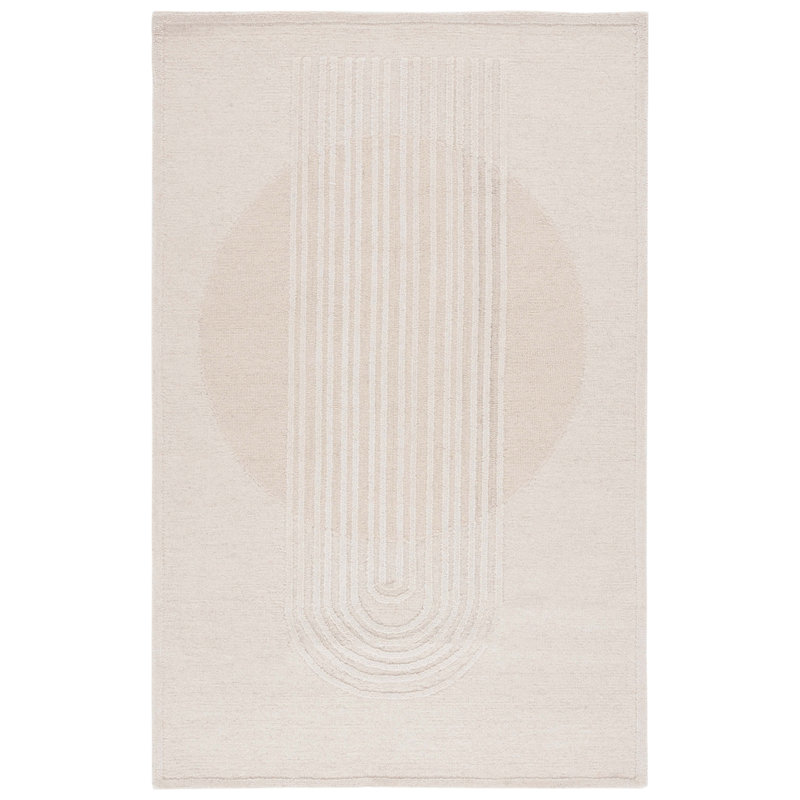 Harrisville Rodeo Drive Hand Tufted Wool/Cotton Abstract Rug in Ivory/Beige, Rectangle 6' x 9'