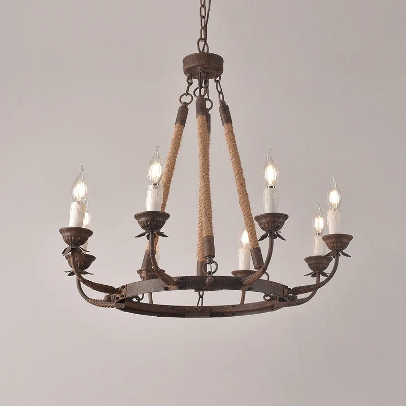 Payne 8 - Light Waggon Wheel Chandelier