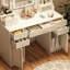 Grande coiffeuse avec miroir, 6 tiroirs et tablettes, bureau de commode