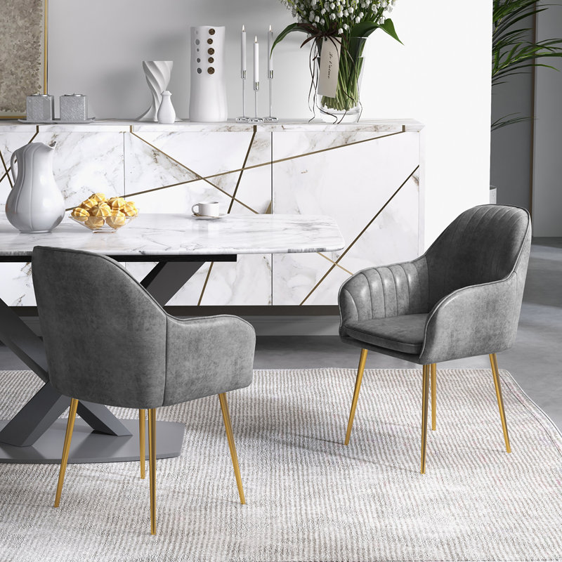 Chaise avec accoudoirs Jilly, Gris