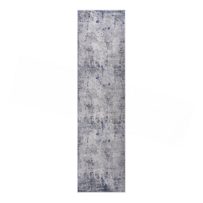 Collection 2X8 Silver/Blue/Abstract Non-Shedding Living Room Bedroom Dining Home Office Stylish And Stain Resistant Area Rug
