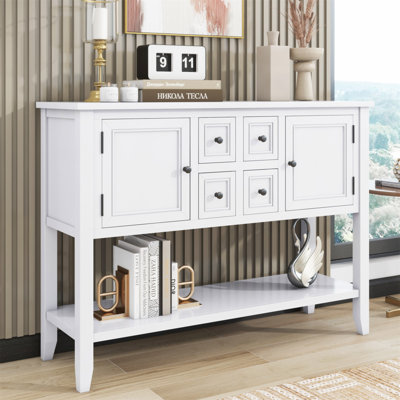 TREXM Cambridge Series  Ample Storage Vintage Console Table With Four Small Drawers And Bottom Shelf For Living Rooms, Entrances And Kitchens