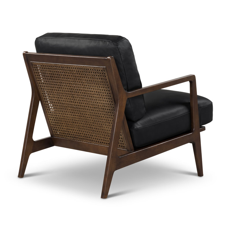 Carmelo Genuine Leather Accent Chair, Black Genuine Leather
