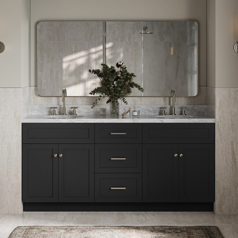 Paulla 72" Double Bathroom Vanity Base Only, Black