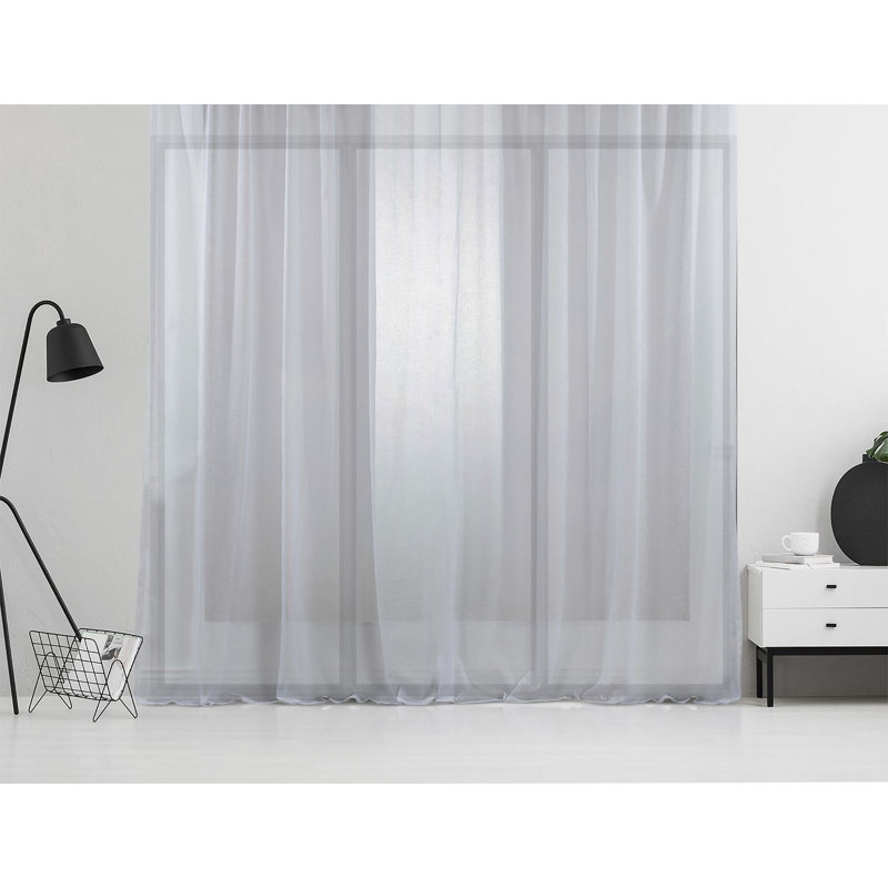 Sheer Curtain Panel Pair, 130cm Width x 295cm Drop, Grey