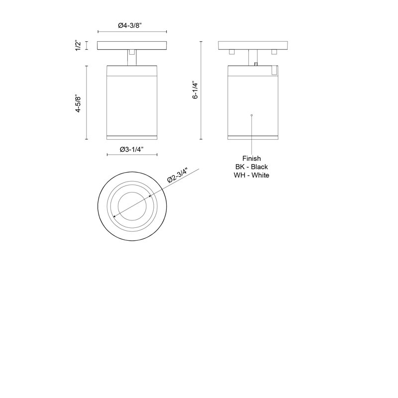 Lorna 1 - Light LED Flush Mount, 6.25" H x 4.38" W x 4.38" D, Black, 10 W