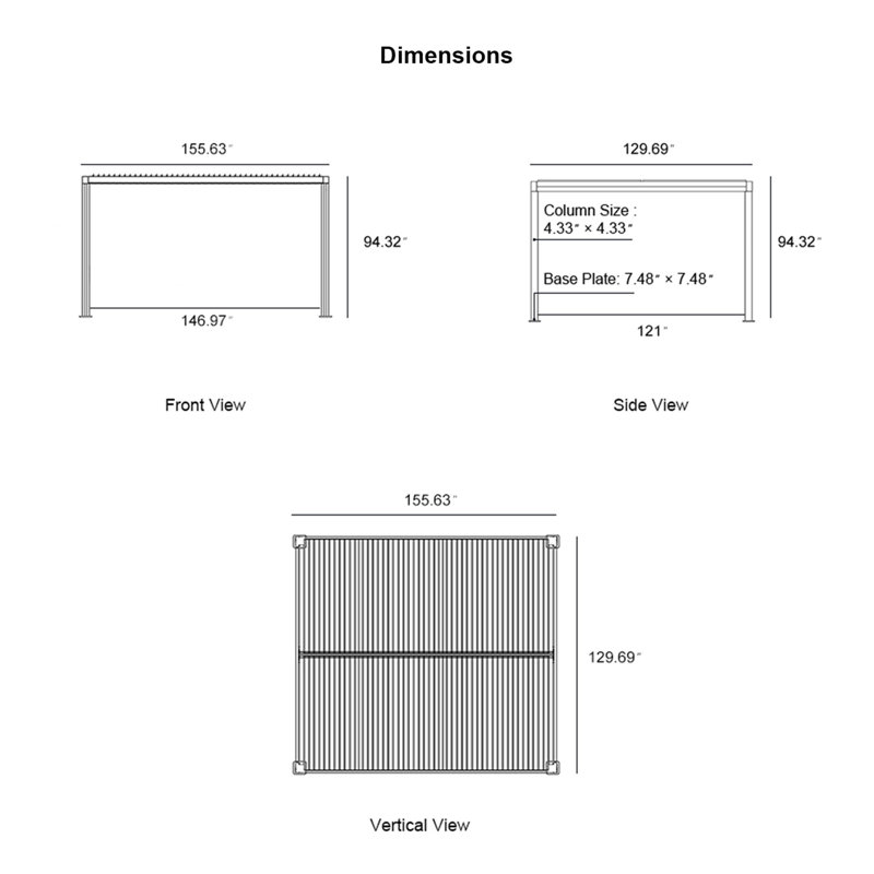 4m x 3.3m Aluminum Pergola