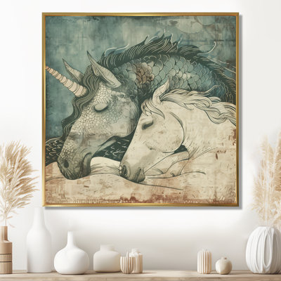 Décoration murale cheval blanc qui dort avec licorne