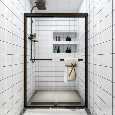 46" - 48" W x 72" H Double Sliding Semi-Frameless Shower Door