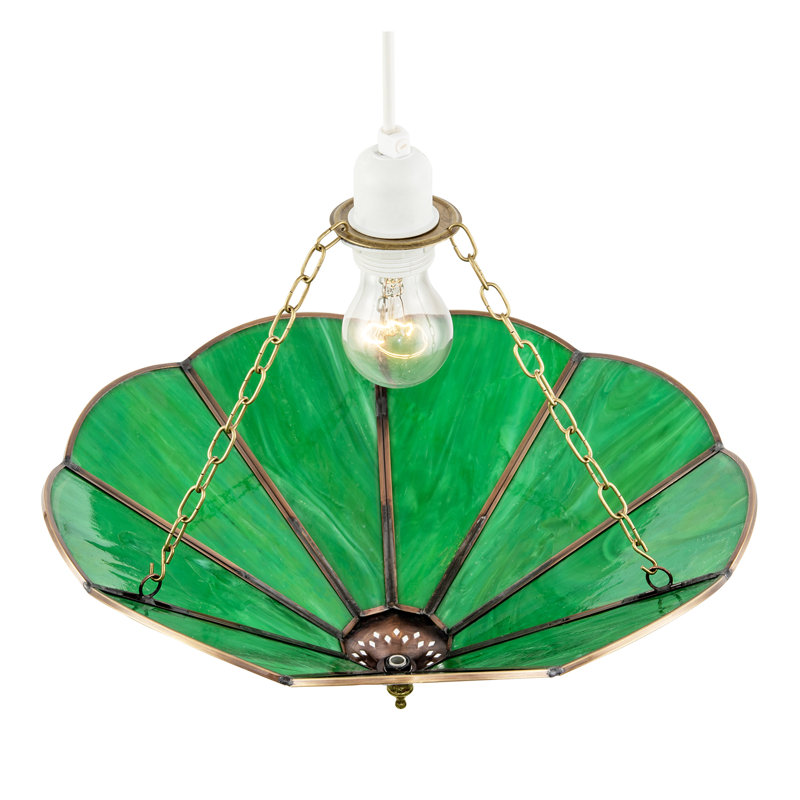 17cm H Glass Round Pendant Shade ( Screw On ), Green