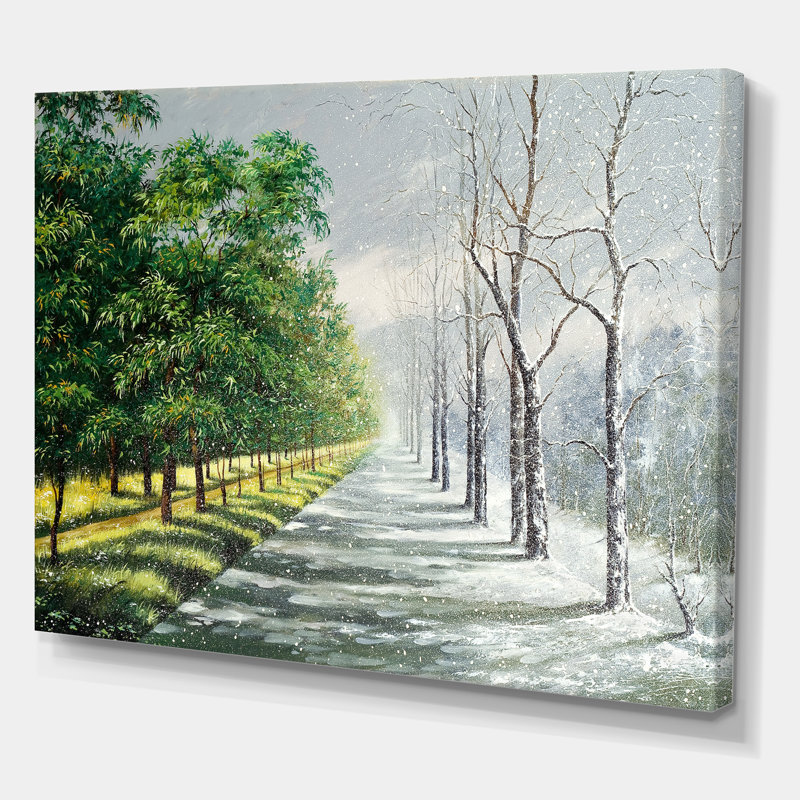 Hiver et été unis - Peinture sur toile, H 30 po x l 40 po x 1,5 po, Toile tendue