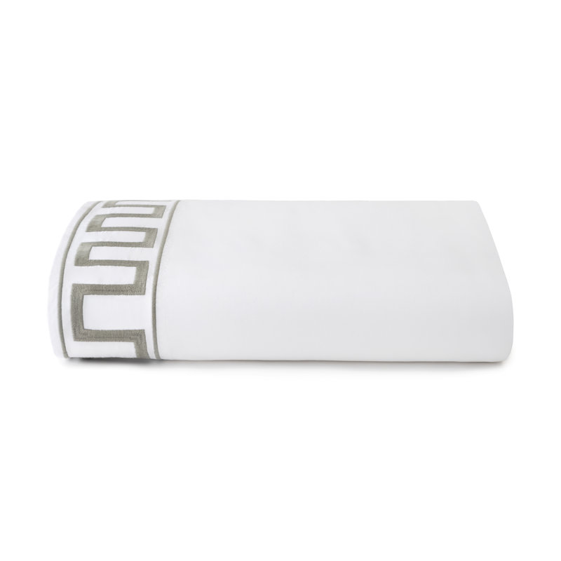 Greek Key Flat Sheet by Erin Gates, Queen Coverlet / Bedspread, White/Gray