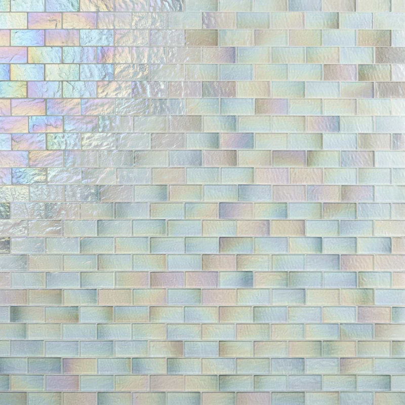 Splash Glacier White 2X4 Polished Glass Mosaic Tile