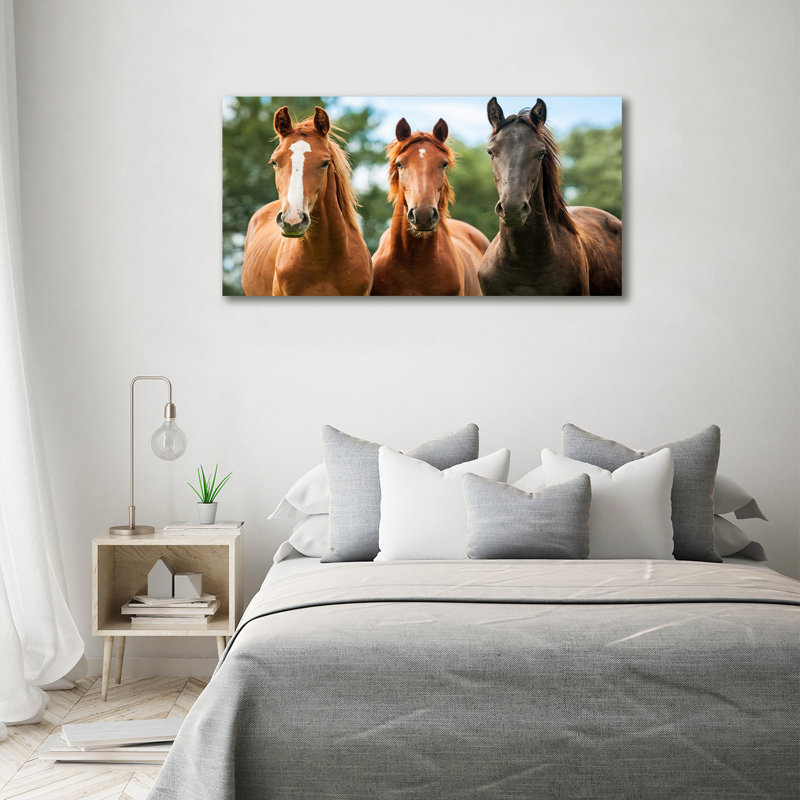 Three Horses - Print, Canvas, 70cm H x 140cm W x 2cm D