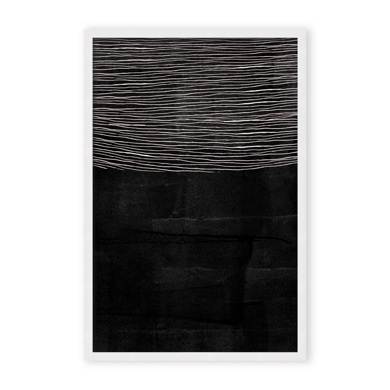 Abstract Blackened Line by  - Picture Frame Painting on Paper, 24" H x 16" W x 1.125" D, Framed Matted Print, Black