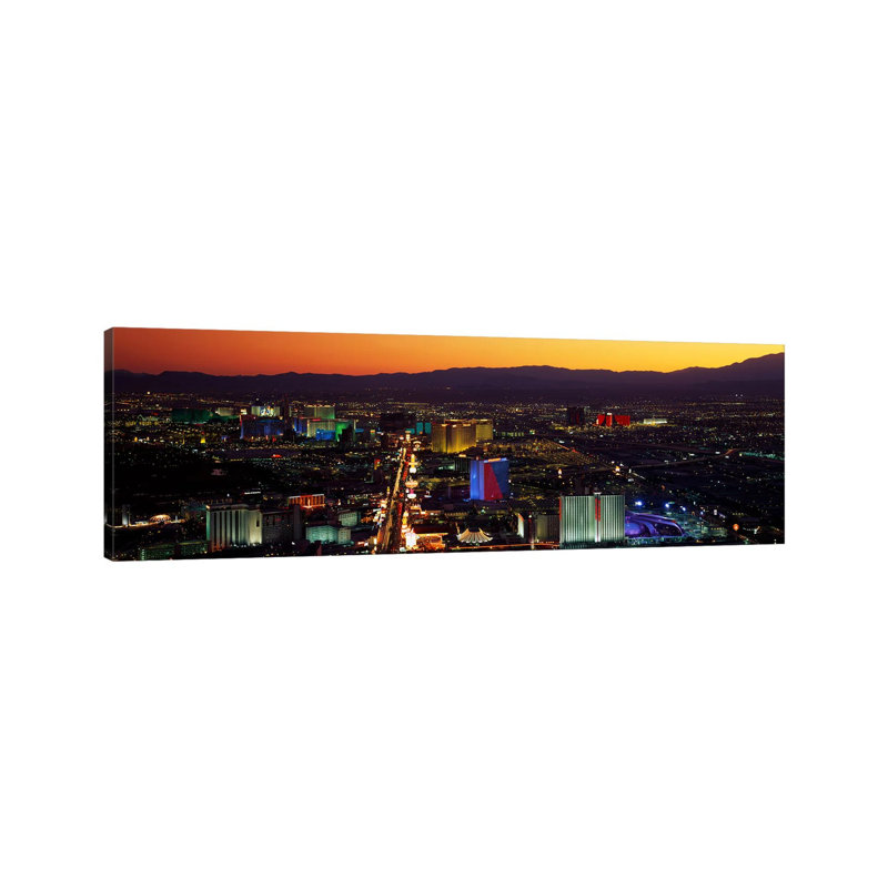 Hotels Las Vegas NV - Wrapped Canvas Panoramic Print, 121.92 cm H x 40.64 cm W x 1.91 cm D