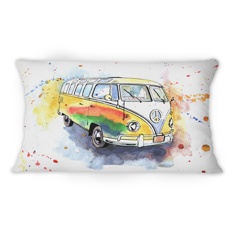 Coussin Retro Industrial Grungy Hippy Bus