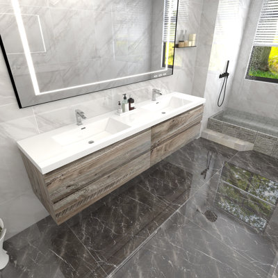 Ensemble de meuble-lavabo double mural 84 po Dameion