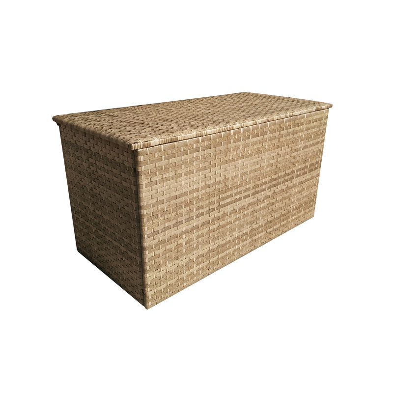 Hokku Designs W Water Resistant Wicker Deck Box in Caramel Wicker, Medium