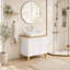 Meuble-lavabo autoportant 32 po avec lavabo vasque en céramique blanche, 1 porte et 2 tiroirs à fermeture en douceur