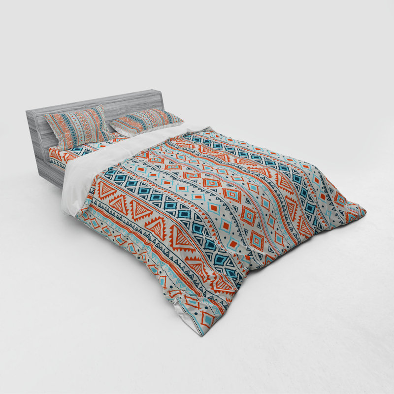 Eclectic Polyester Geometric Shapes Duvet Cover, Queen Duvet Cover + 3 Additional Pieces