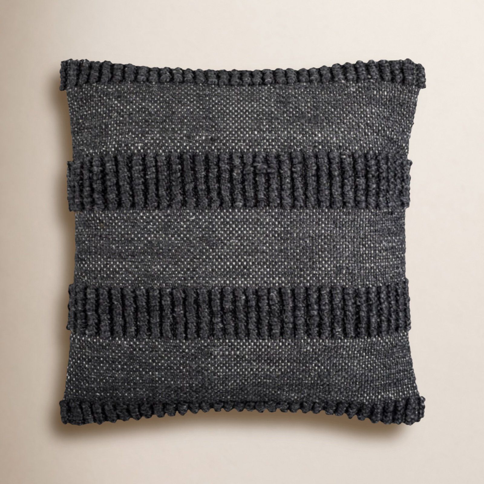 Fernan Striped Throw Pillow, Dark Gray, 18"H x 18"W, Polyester/Polyfill