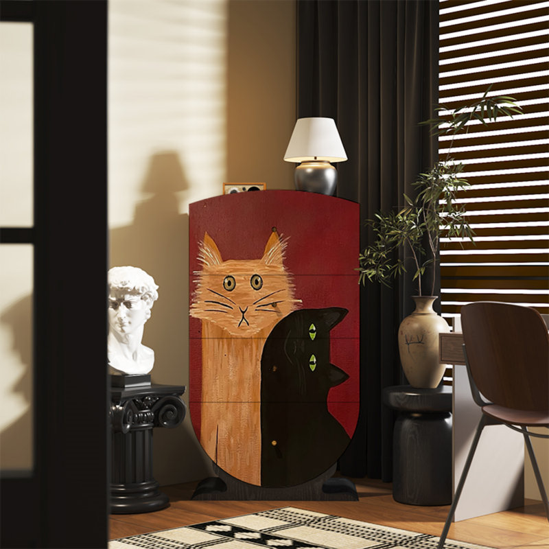 Commode d'appoint 4 tiroirs Modern Light Luxury, Noir, noir, noir, noir
