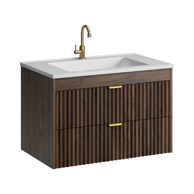 Ensemble de meuble-lavabo autoportant 30 po avec plateau SMC beige, Walnut, 30"