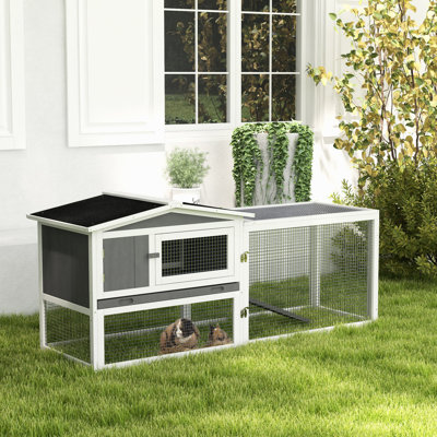Grand lapin de 2 étages, avec plateau coulissant, imperméable, pour 1 à 2 lapins, cage grise, espace supplémentaire