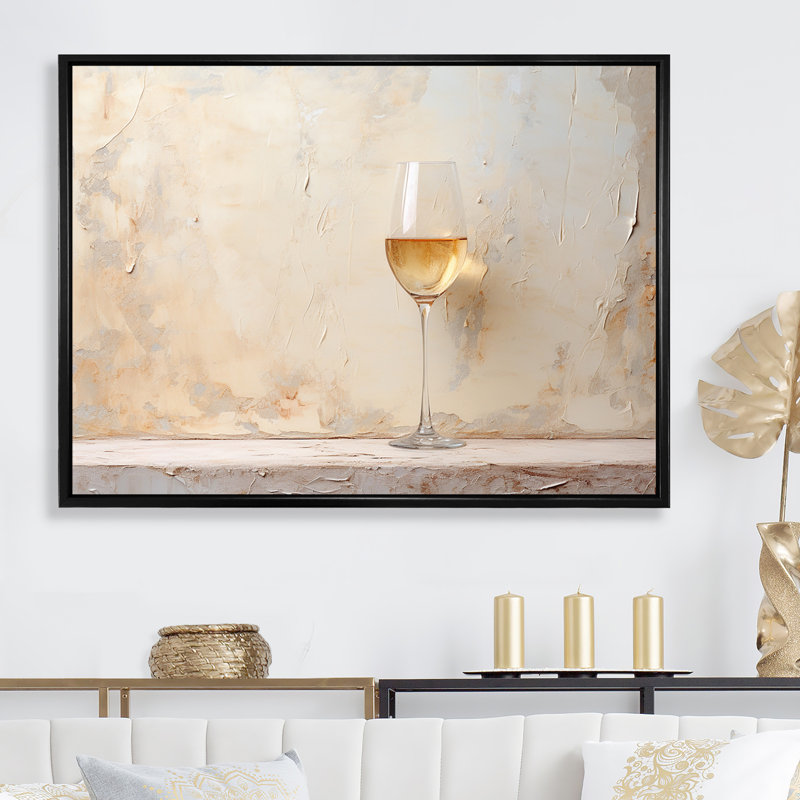 Minimalisme vin champagne, H 16 po x l 32 po x P 1 po, Cadre flottant noir