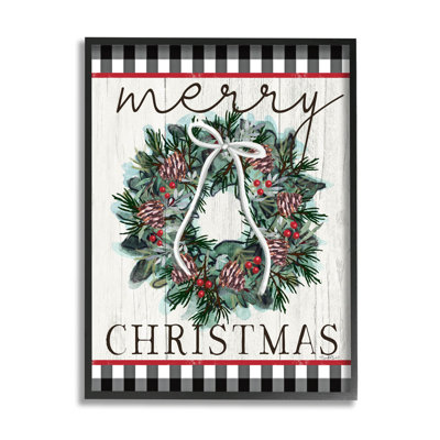 Couronne de tartan «Merry Christmas» par Elizabeth Tyndall - impression sur bois